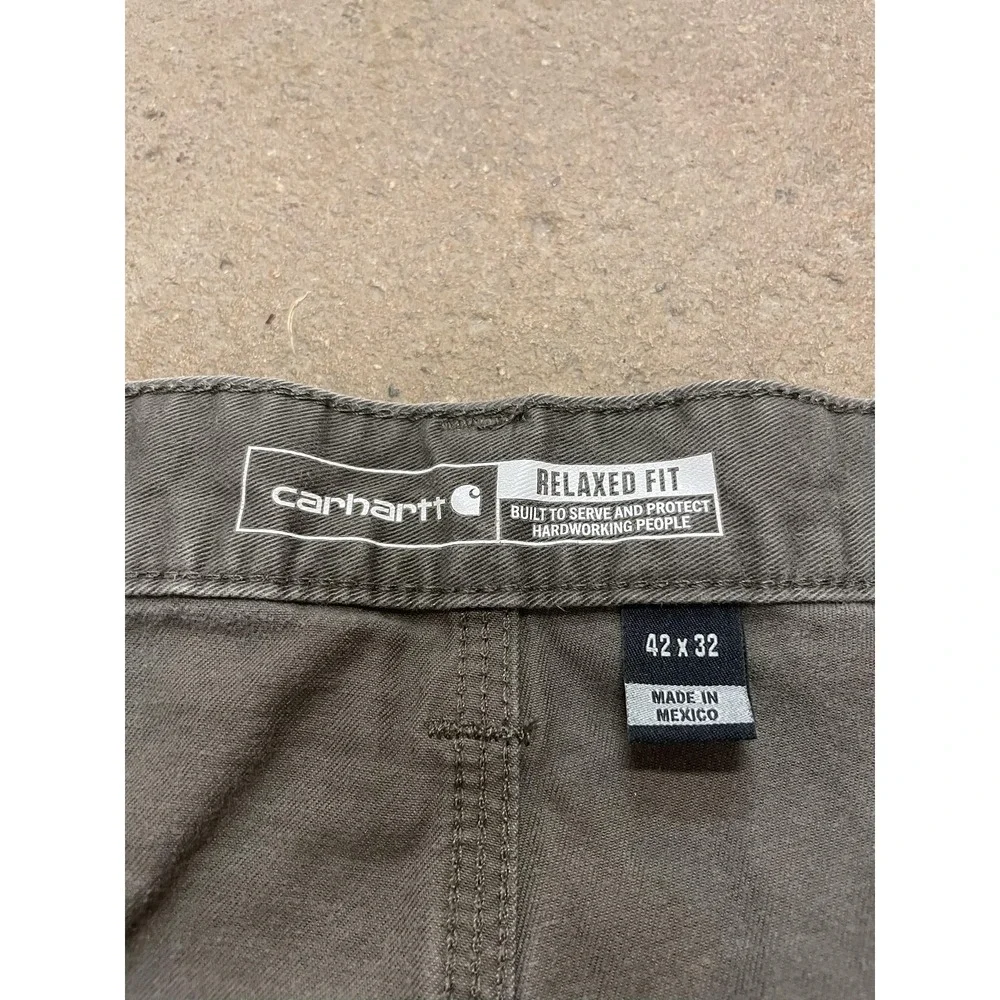 Carhartt Pants Mens‎ 42x32 Gray Relaxed Fit Canvas Carpenter Work B324 DFE